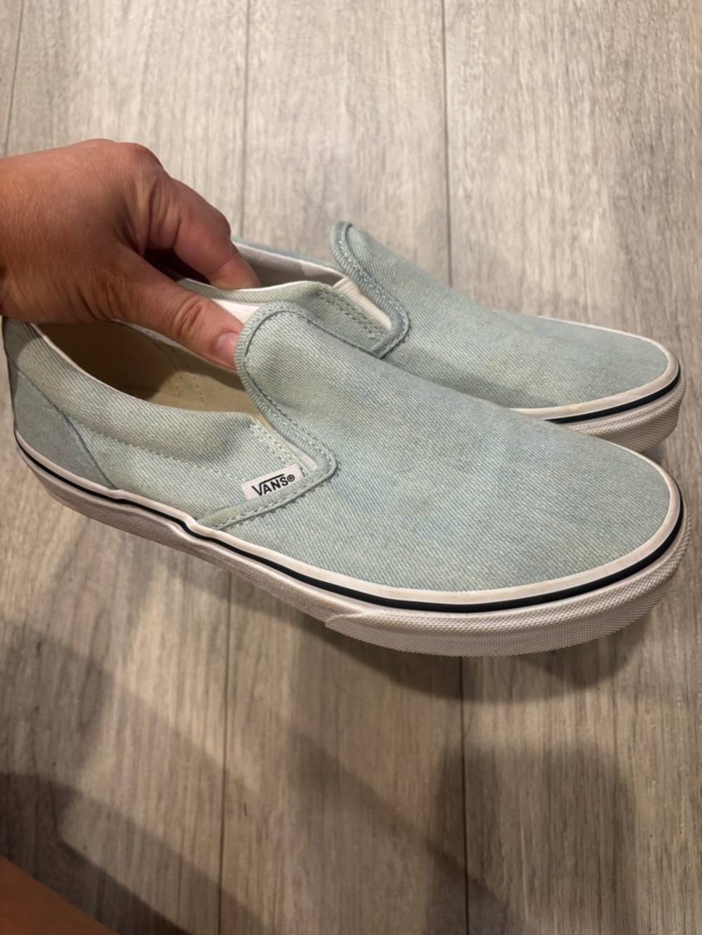Vans Slip-On Canvas Loafers in Pale Blue